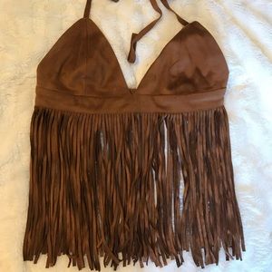 Boho fringe halter top